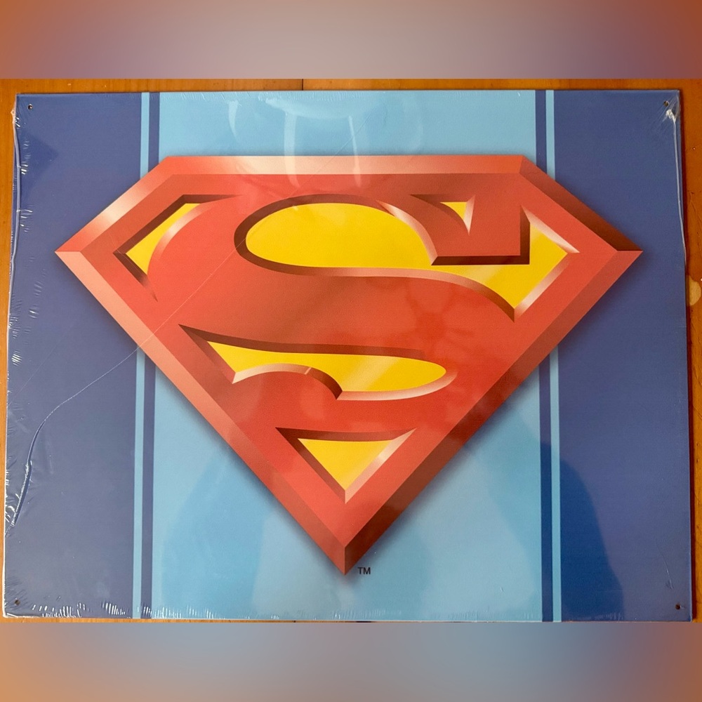 Superman Shield Wall Art - Red and Yellow on Blue